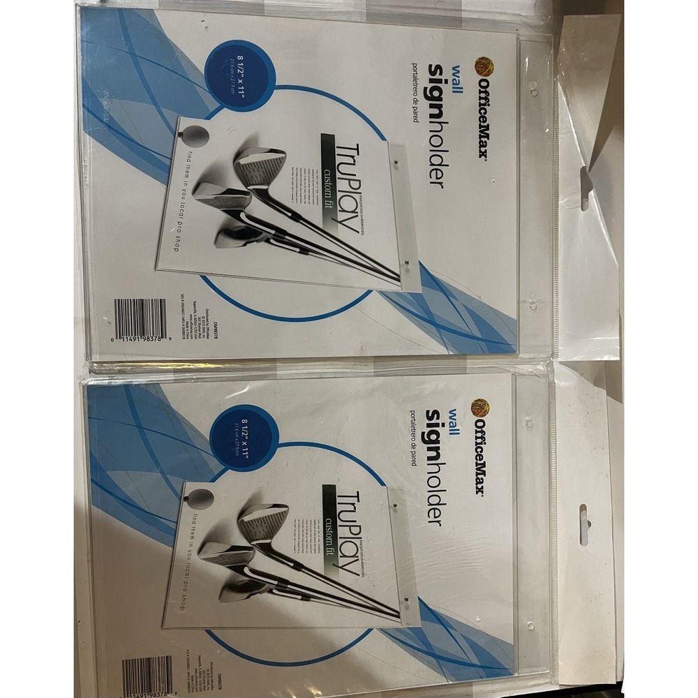 2 Wall Mount Sign Holders 8.5" x 11" OfficeMax Model 98378